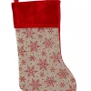 Christmas Warehouse Natural Burlap With Glittered Snowflakes Pattern Christmas Stocking - 42Cm> Christmas Stockings