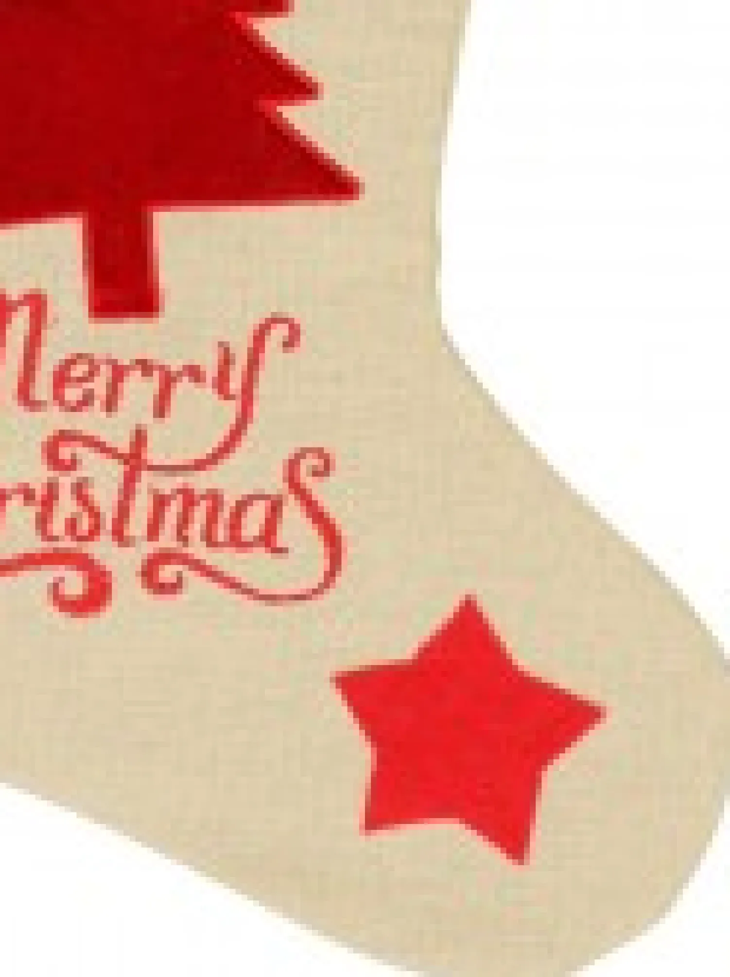 Christmas Warehouse Natural Burlap With Merry Christmas & Tree Design Christmas Stocking - 42Cm> Christmas Stockings