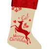 Christmas Warehouse Natural Burlap With Merry Christmas & Deer Design Christmas Stocking - 42Cm> Christmas Stockings