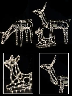 Christmas Warehouse Neutral White Led Rope Light 3D Animated Reindeer Family Display - 3 Set> Christmas Light Displays - 3D