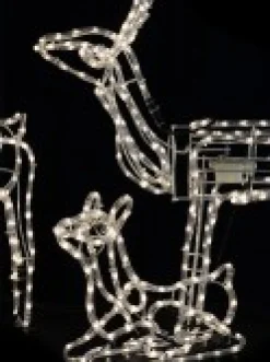 Christmas Warehouse Neutral White Led Rope Light 3D Animated Reindeer Family Display - 3 Set><noscript><img width=