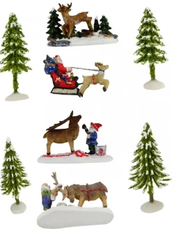 Christmas Warehouse North Pole Santa, Reindeer & Elves Christmas Village Figurines - 8 Piece Set> Christmas Village Figurines
