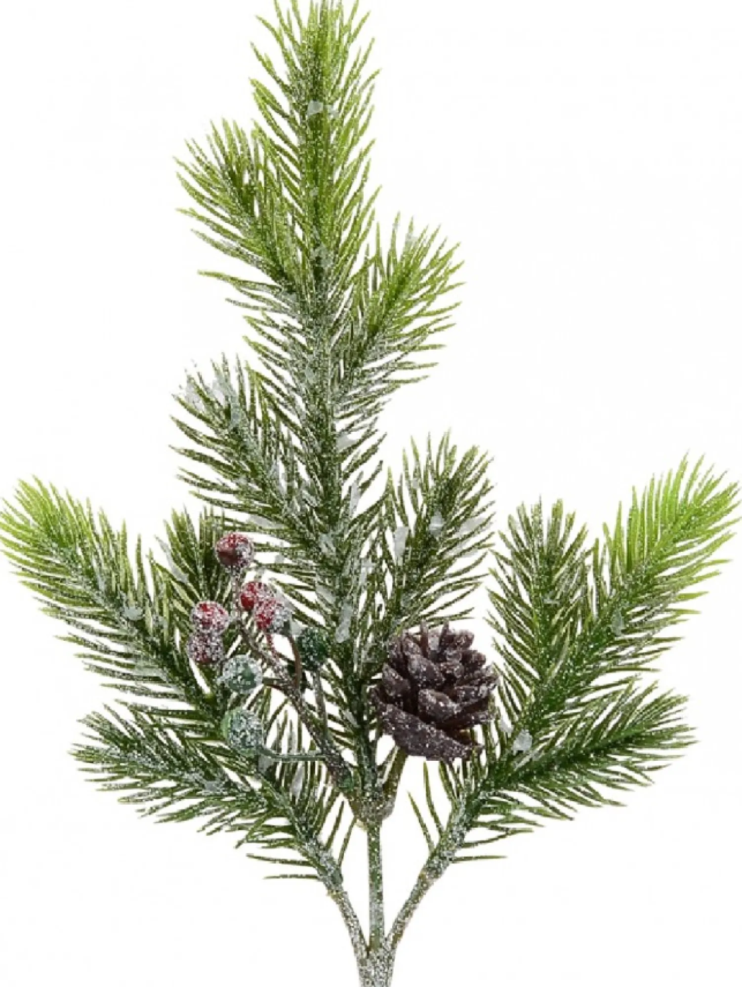 Christmas Warehouse Pine Cone & Berry Frosted Natural Look Pine Christmas Spray - 32Cm> Christmas Picks
