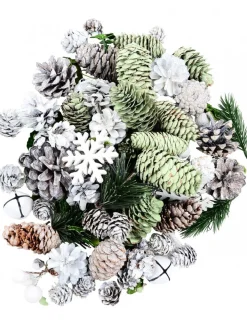 Christmas Warehouse Pine Cones With Snowflakes, Berries & Bells Christmas Decoration Mix - 350G> Natural Christmas Decorations