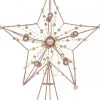 Christmas Warehouse Pink Glittered 3D Star With String Beads & Pearls Tree Topper Decoration - 33Cm> Tree Top Decorations
