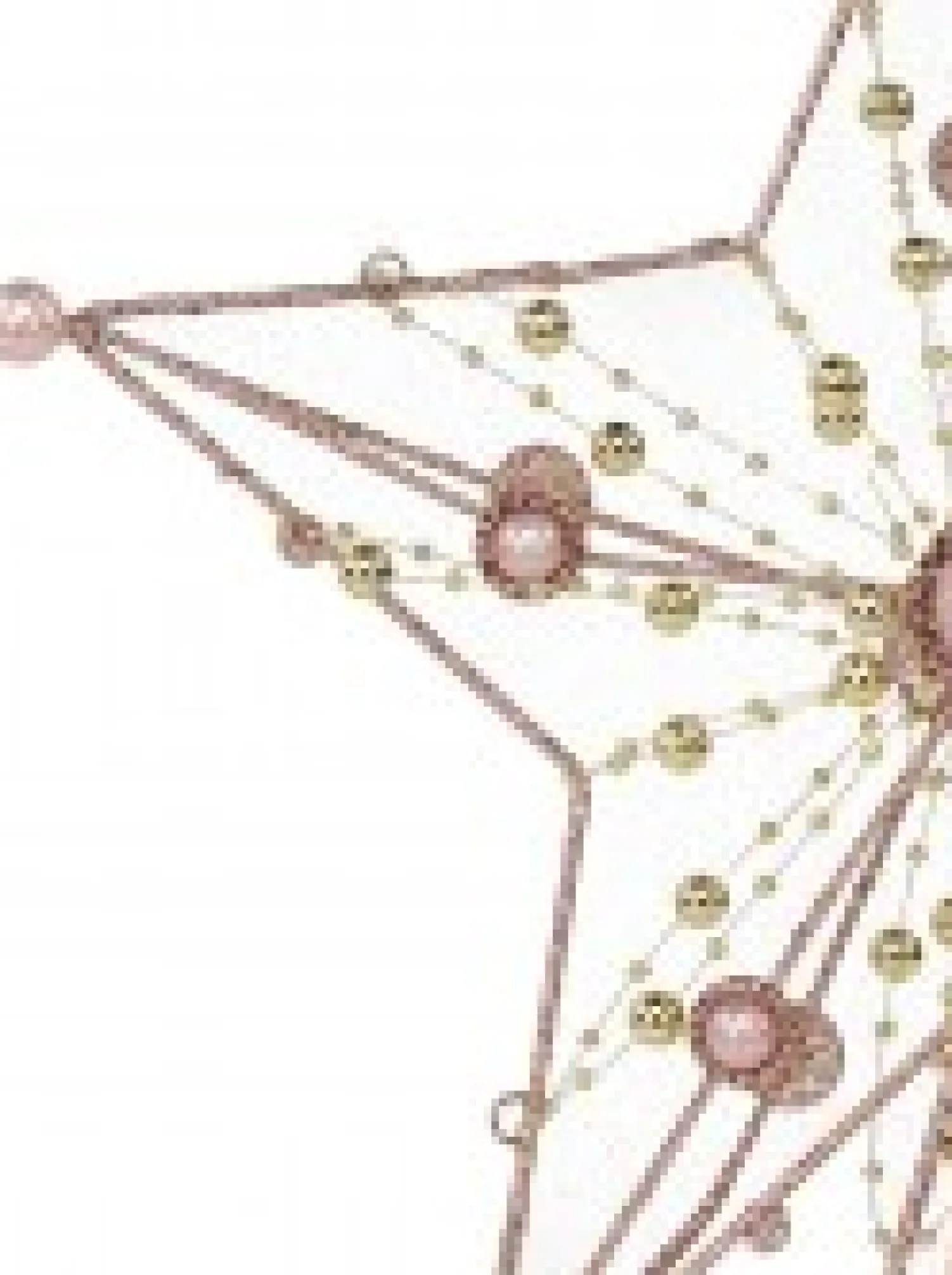 Christmas Warehouse Pink Glittered 3D Star With String Beads & Pearls Tree Topper Decoration - 33Cm> Tree Top Decorations