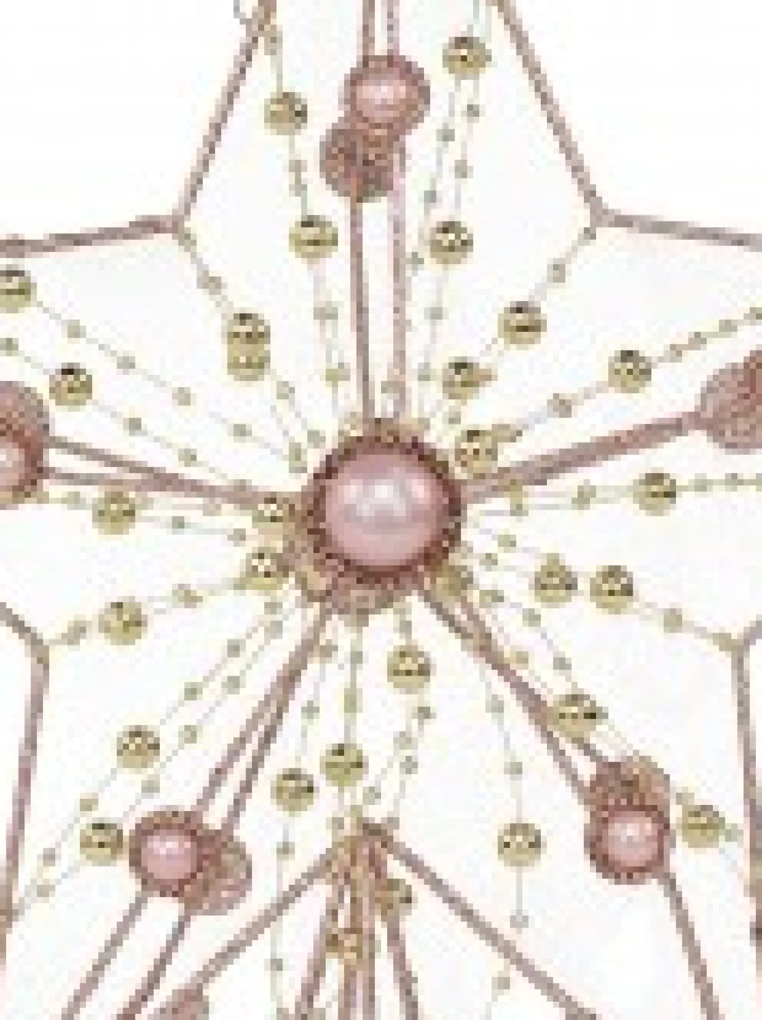 Christmas Warehouse Pink Glittered 3D Star With String Beads & Pearls Tree Topper Decoration - 33Cm> Tree Top Decorations