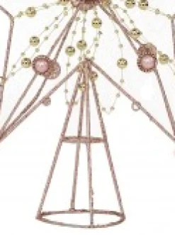 Christmas Warehouse Pink Glittered 3D Star With String Beads & Pearls Tree Topper Decoration - 33Cm><noscript><img width=