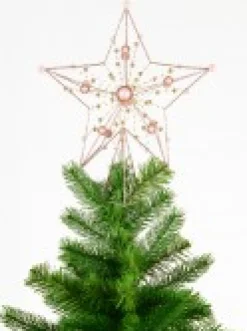 Christmas Warehouse Pink Glittered 3D Star With String Beads & Pearls Tree Topper Decoration - 33Cm><noscript><img width=