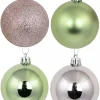 Christmas Warehouse Pink Metallic & Glittered With Mint Green Metallic & Matte Baubles - 12 X 60Mm> Bauble Packs