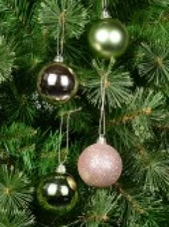 Christmas Warehouse Pink Metallic & Glittered With Mint Green Metallic & Matte Baubles - 12 X 60Mm><noscript><img width=