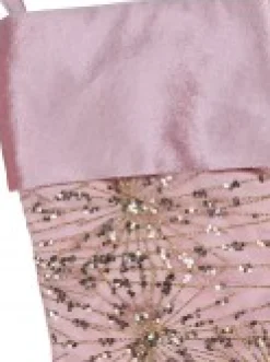 Christmas Warehouse Pink Satin With Gold Sequin Starburst Pattern Christmas Stocking - 48Cm> Christmas Stockings