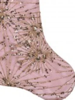 Christmas Warehouse Pink Satin With Gold Sequin Starburst Pattern Christmas Stocking - 48Cm><noscript><img width=