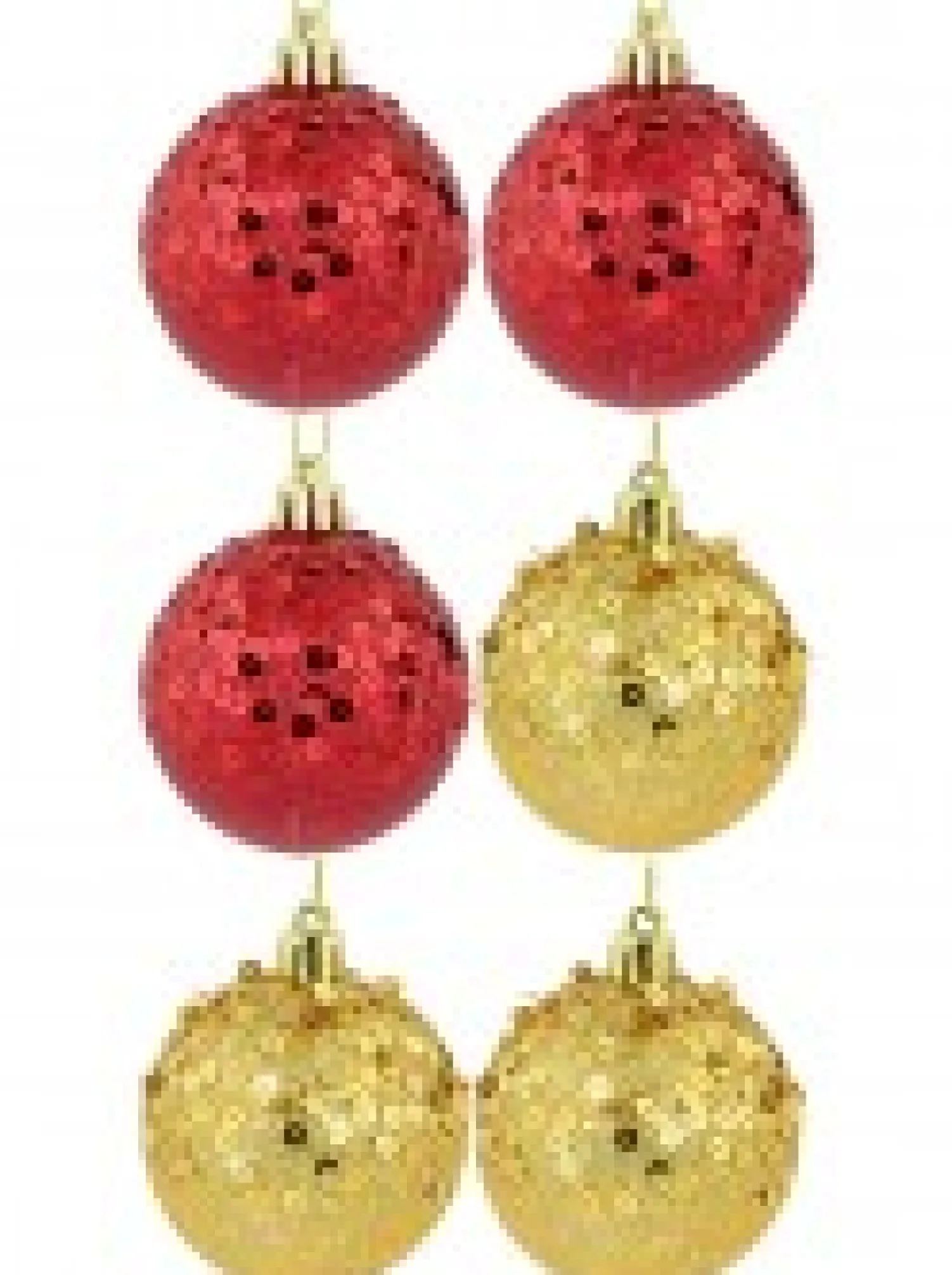 Christmas Warehouse Red & Gold Crackle Effect Christmas Baubles With Sequins Design - 6 X 60Mm> Bauble Packs