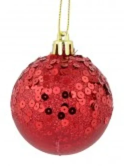 Christmas Warehouse Red & Gold Crackle Effect Christmas Baubles With Sequins Design - 6 X 60Mm><noscript><img width=