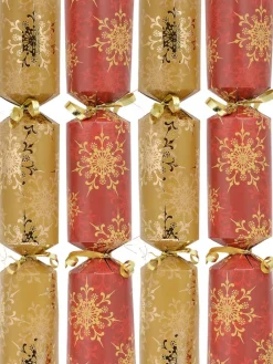 Christmas Warehouse Red & Gold With Snowflakes Pattern Christmas Cracker Bon Bons - 12 X 30Cm> Christmas Cracker Bon Bon Packs (4 - 16 Per Pack)