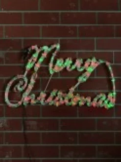 Christmas Warehouse Red & Green Cursive Merry Christmas Led Rope Light Silhouette - 72Cm> Christmas Light Displays