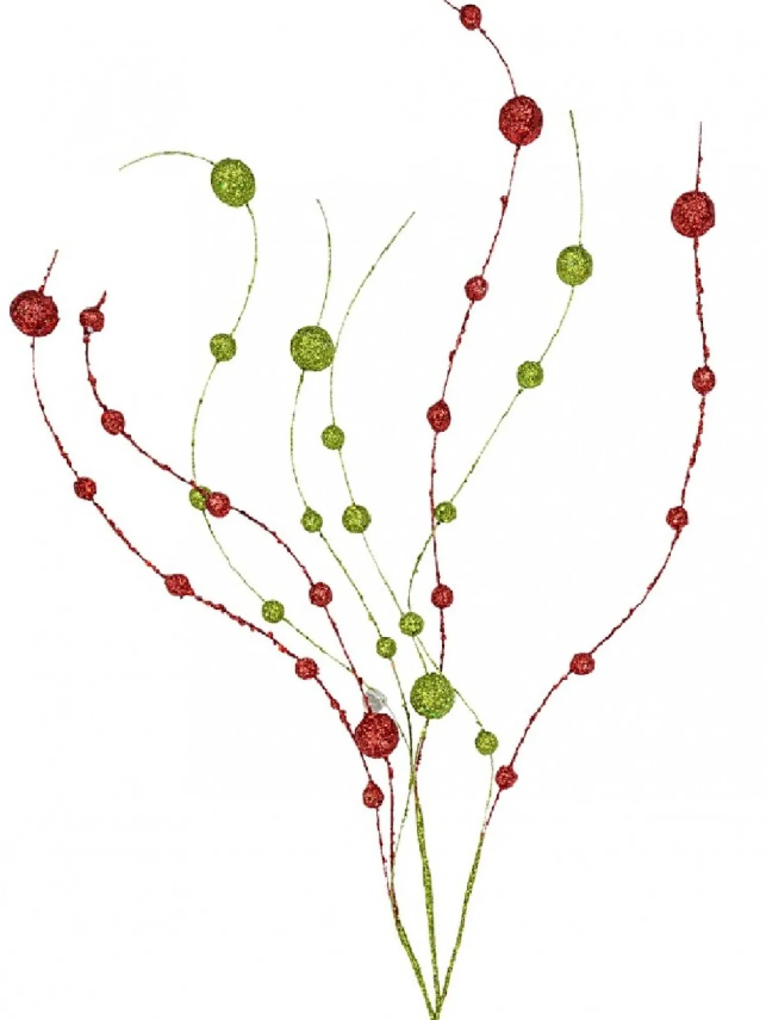 Christmas Warehouse Red & Green Pussy Willow Look Christmas Branch Stem - 1M> Christmas Stems