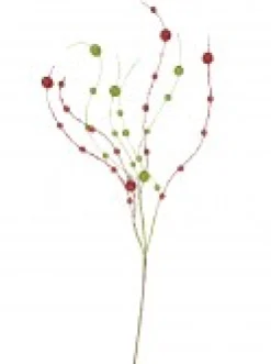 Christmas Warehouse Red & Green Pussy Willow Look Christmas Branch Stem - 1M> Christmas Stems
