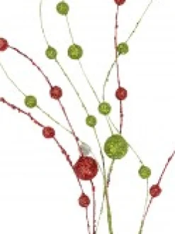 Christmas Warehouse Red & Green Pussy Willow Look Christmas Branch Stem - 1M><noscript><img width=