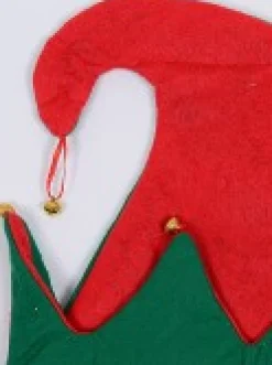 Christmas Warehouse Red & Green Traditional Christmas Elf Hat With Jingle Bells - One Size Fits Most><noscript><img width=