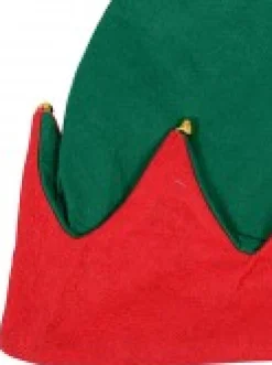 Christmas Warehouse Red & Green Traditional Christmas Elf Hat With Jingle Bells - One Size Fits Most><noscript><img width=