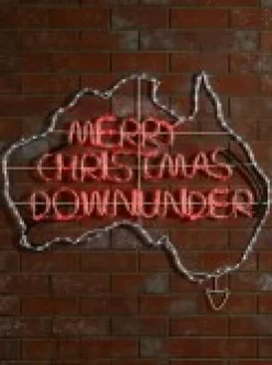 Christmas Warehouse Red & White Merry Christmas Down Under Aussie Rope Light Silhouette - 1.1M><noscript><img width=