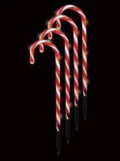 Christmas Warehouse Red & White Stripe Led Candy Cane Solar Powered Path Lights - 4 X 43Cm><noscript><img width=