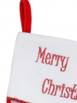 Christmas Warehouse Red & White Stripe With Font & Holly Applique Velvet Christmas Stocking - 48Cm> Christmas Stockings