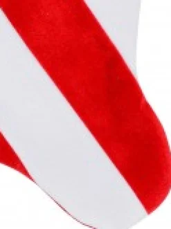 Christmas Warehouse Red & White Stripe With Font & Holly Applique Velvet Christmas Stocking - 48Cm><noscript><img width=