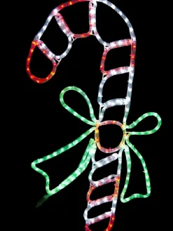 Christmas Warehouse Red & White With Green Candy Cane Led Rope Light Silhouette - 80Cm> Christmas Light Displays