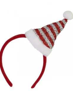 Christmas Warehouse Red Christmas Headband With Red & Silver Santa Hat - One Size Fits Most> General Headwear