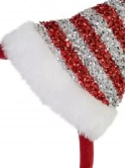 Christmas Warehouse Red Christmas Headband With Red & Silver Santa Hat - One Size Fits Most><noscript><img width=