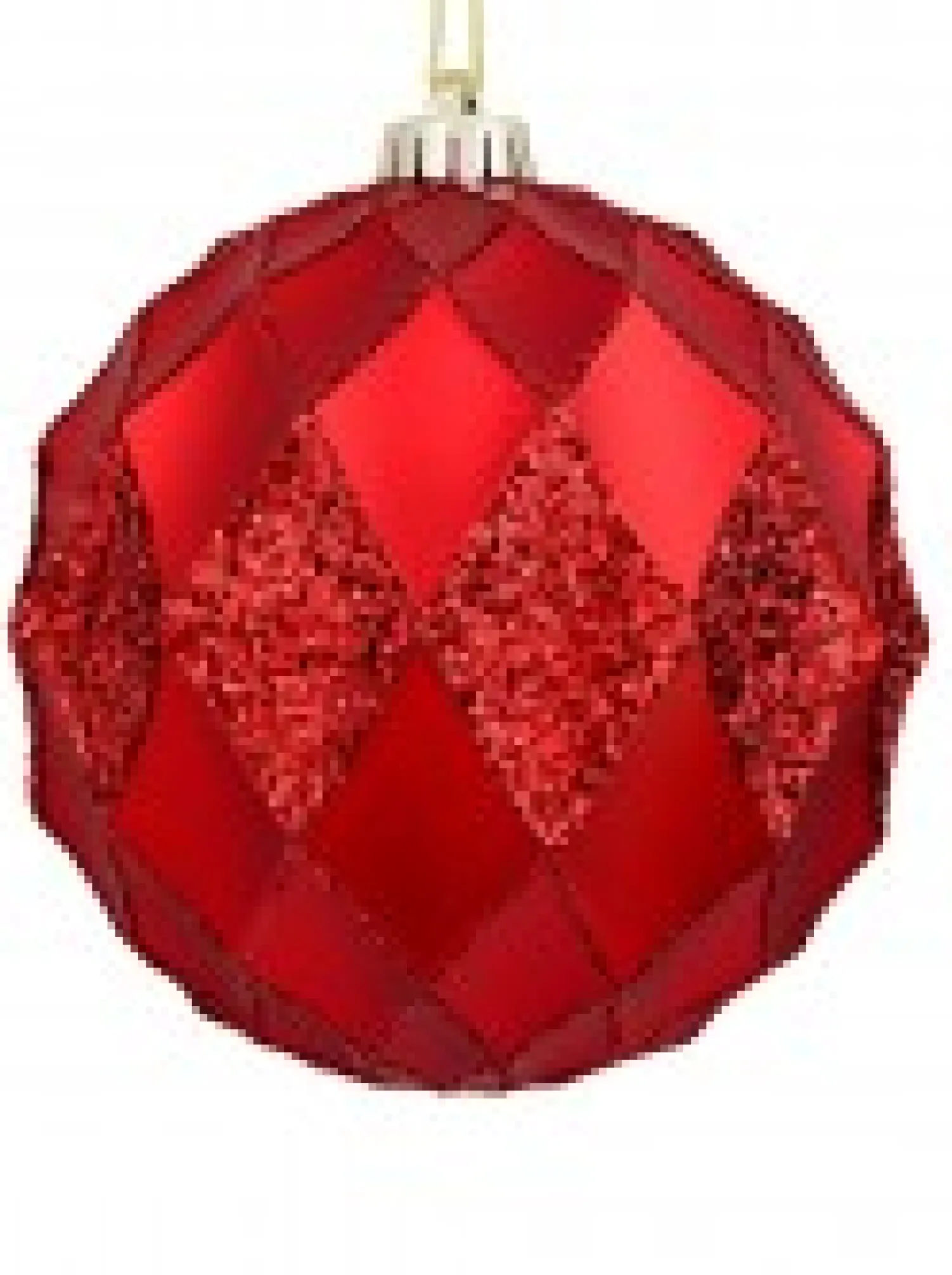 Christmas Warehouse Red Diamond Pattern Textured Large Christmas Baubles With Glitter - 2 X 15Cm> Bauble Packs