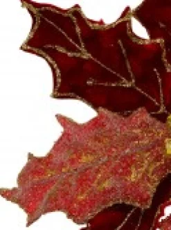 Christmas Warehouse Red Glitter Felt Two Petal Style Poinsettia Christmas Flower Pick - 28Cm><noscript><img width=