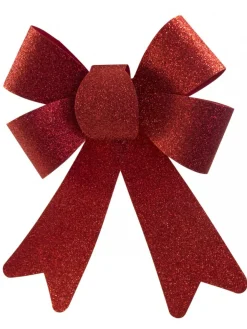 Christmas Warehouse Red Glitter Pvc Christmas Tree Bow Decoration - 24Cm> Christmas Bows