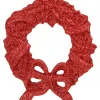 Christmas Warehouse Red Glitter Wreath With Bow Christmas Tree Hanging Decoration - 12Cm> Hanging Decorations - Individual