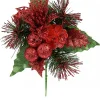 Christmas Warehouse Red Glittered Berry, Holly & Assorted Decorations Christmas Foliage Pick - 17Cm> Christmas Picks