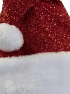 Christmas Warehouse Red Glittered With Fluffy White Trim Traditional Santa Hat - One Size Fits Most><noscript><img width=