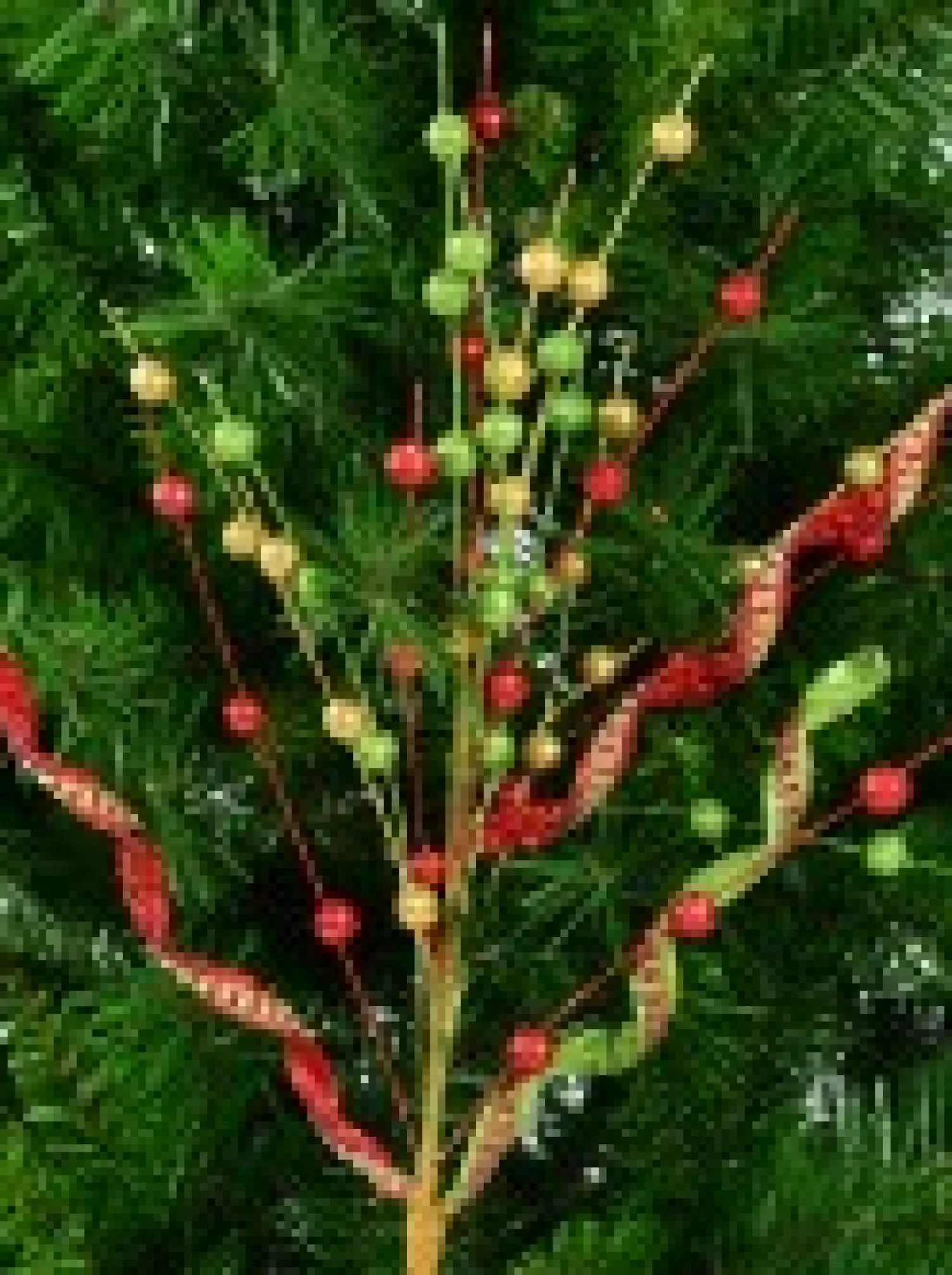 Christmas Warehouse Red, Green & Gold Glitter Balls & Curls Decorative Christmas Spray Stem - 72Cm> Christmas Stems