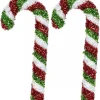 Christmas Warehouse Red, Green & White Stripe Tinsel Candy Cane Hanging Decoration - 4 X 24Cm> Hanging Decorations - Packs