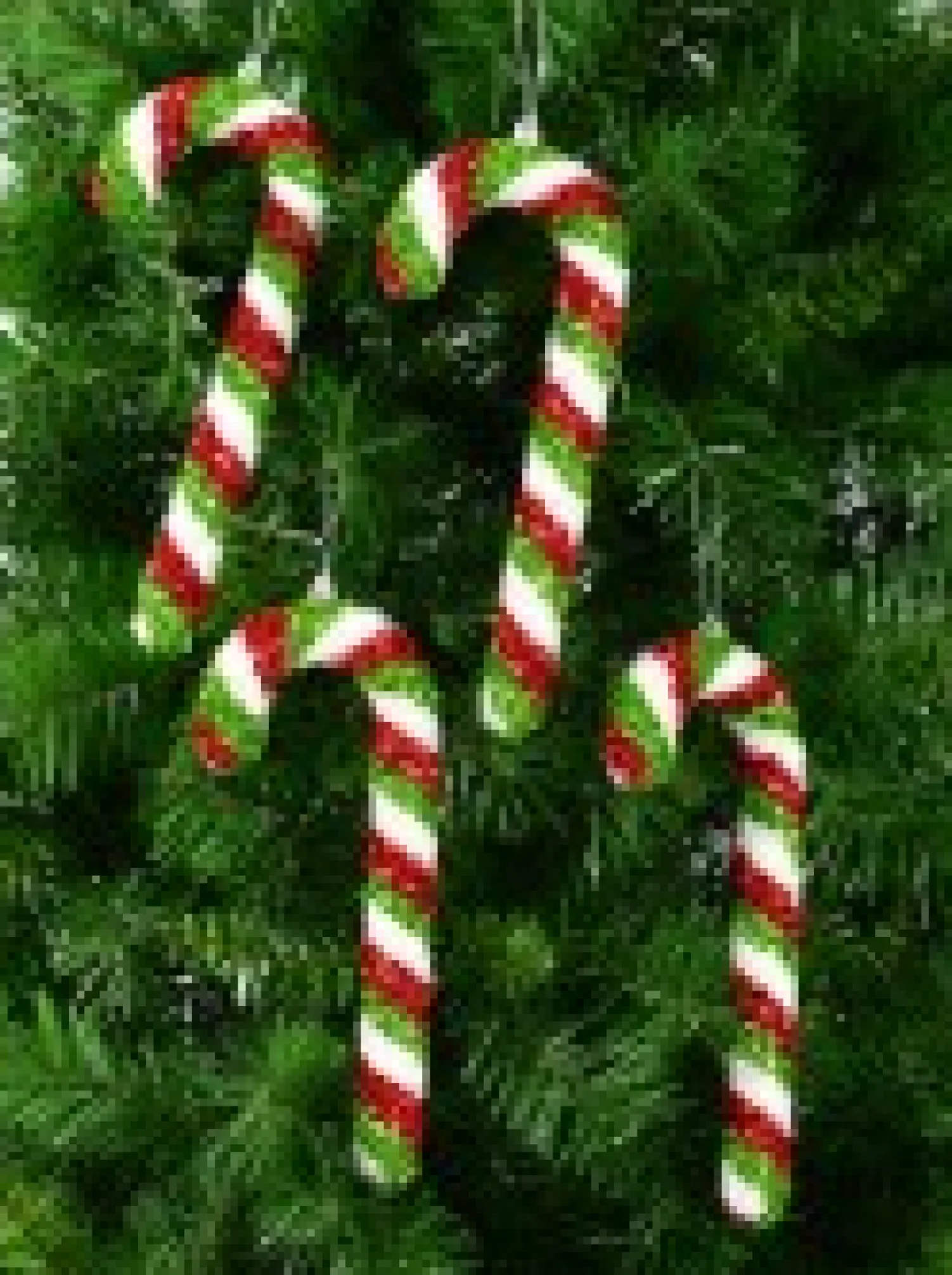 Christmas Warehouse Red, Green & White Stripe Tinsel Candy Cane Hanging Decoration - 4 X 24Cm> Hanging Decorations - Packs