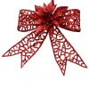 Christmas Warehouse Red Mesh Look Ribbon Bow & Poinsettia Christmas Decoration - 15Cm> Christmas Bows