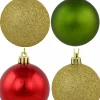 Christmas Warehouse Red Metallic, Green Matte & Glittered Gold Christmas Baubles - 27 X 60Mm> Bauble Packs