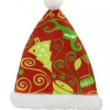Christmas Warehouse Red Santa Hat With Green Print Christmas Tree Hanging Decoration - 12Cm> Hanging Decorations - Individual