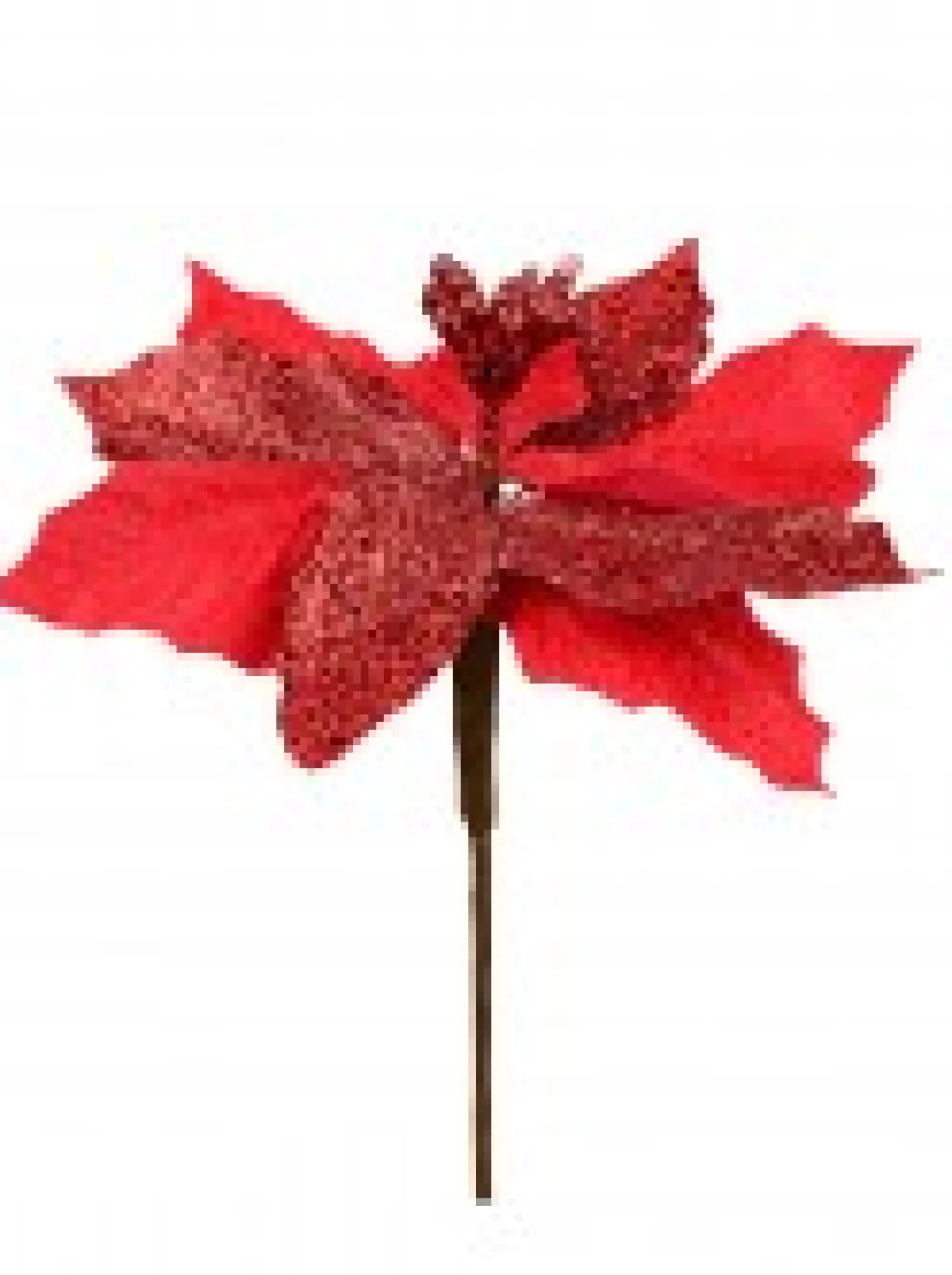 Christmas Warehouse Red Sequin & Fabric Petal Poinsettia Decorative Christmas Flower Pick - 15Cm> Christmas Picks