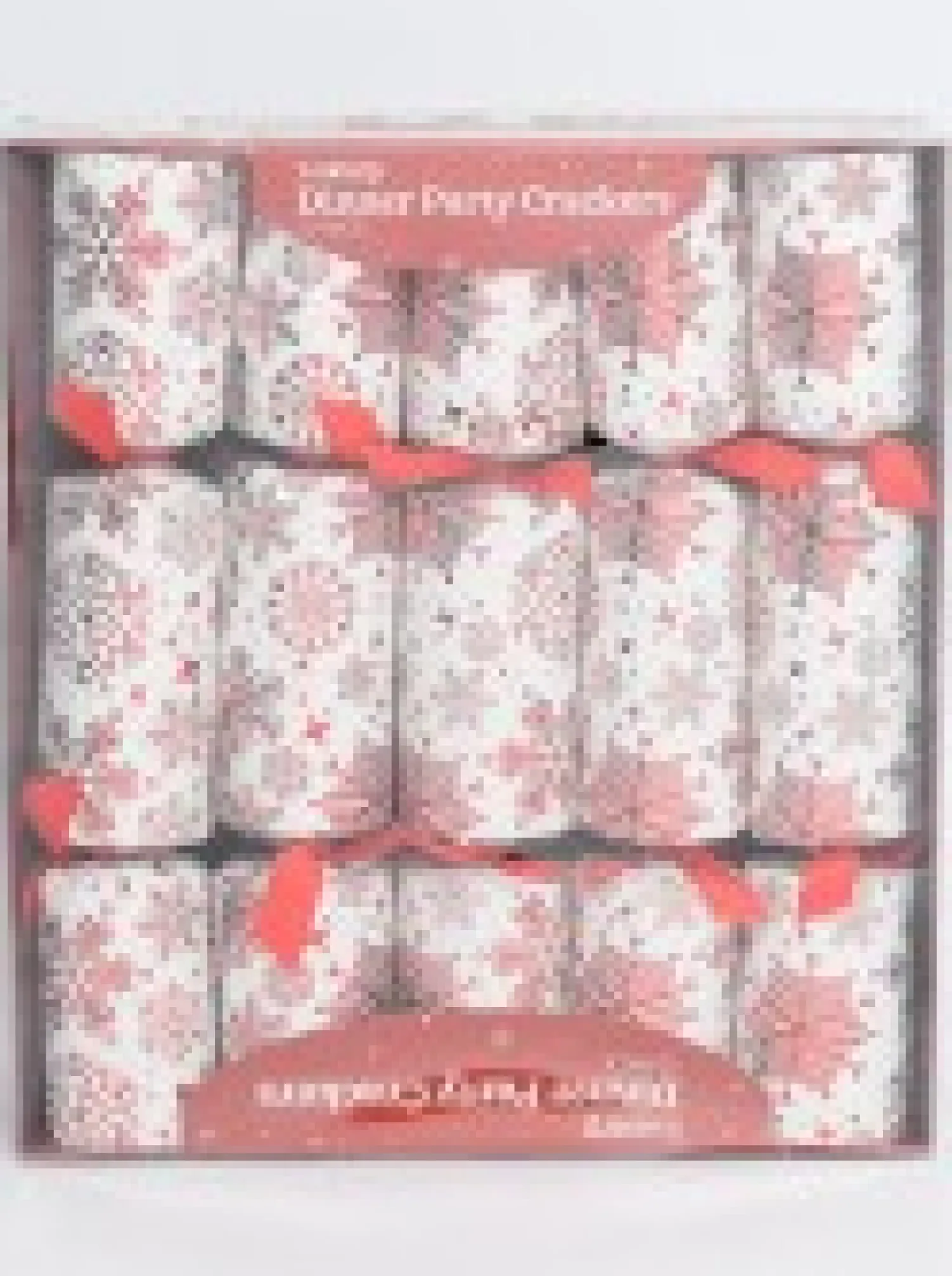 Christmas Warehouse Red Snowflakes Pattern On White Christmas Cracker Bon Bons - 10 X 36Cm> Christmas Cracker Bon Bon Packs (4 - 16 Per Pack)