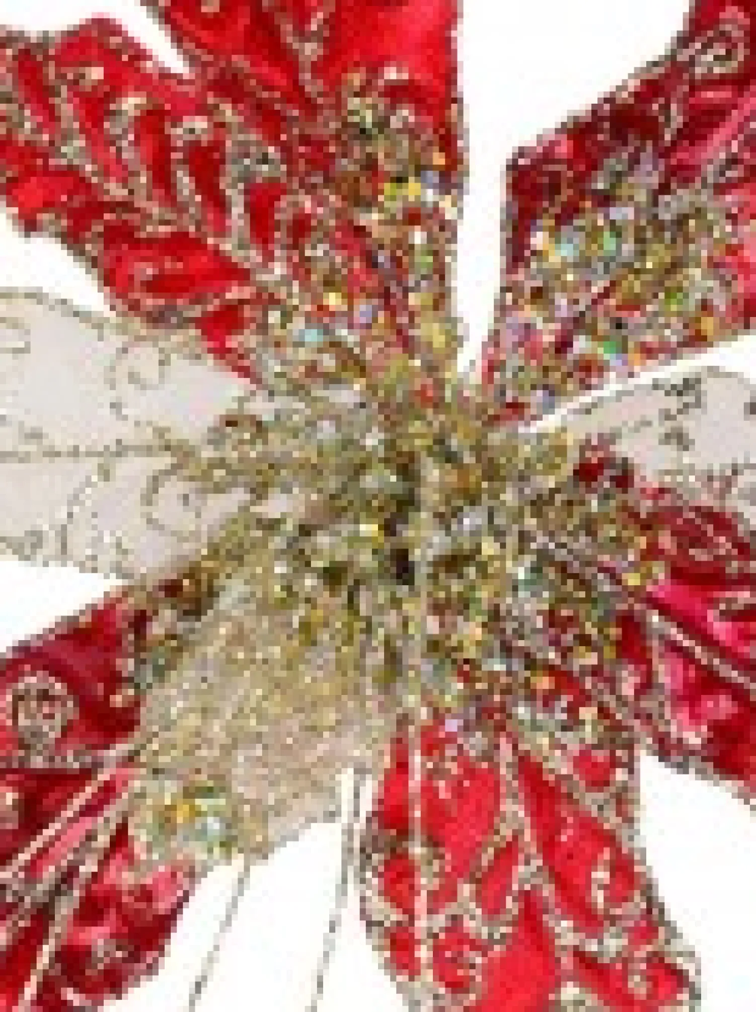 Christmas Warehouse Red Velvet & Metallic Sheer Cactus Decorative Christmas Flower Pick - 22Cm> Christmas Picks