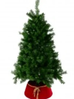 Christmas Warehouse Red Velvet Conical Shape With Rope Bow Christmas Tree Skirt - 58Cm><noscript><img width=
