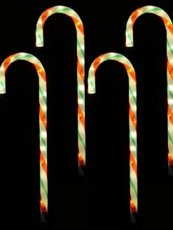 Christmas Warehouse Red, White & Green Stripe Candy Cane Garden Christmas Path Lights - 4 X 60Cm> Path Lights